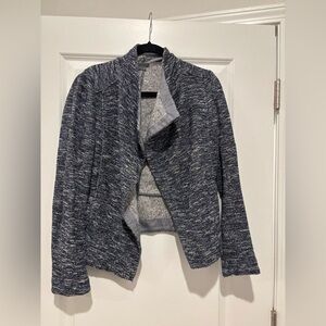 Blue and Gray Open Front Cardigan